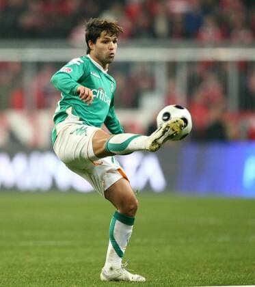 Diego (Bremen) am Ball Fußball 1. BL Herren Saison 2007 2008, SV Werder Bremen Einzelbild München Dynamik, Fußball 1. BL Herren Saison 2007 2008, SV Werder Bremen Einzelbild München Dynamik,