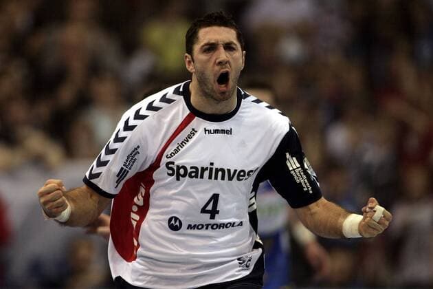 Blazenko Lackovic (Flensburg) - Torjubel Handball EC 1 Herren Champions League 2007 2008, SG Flensburg Handewitt Einzelbild Flensburg Freude, Begeisterung, Handball EC 1 Herren Champions League 2007 2008, SG Flensburg Handewitt Einzelbild Flensburg Freude, Begeisterung,