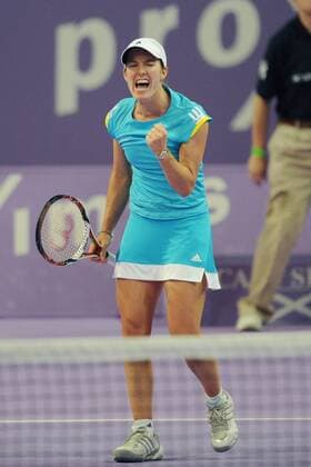 Justine Henin (Belgien) jubelt -  Tennis Damen Proximus Diamond Games 2008, WTA Tour Einzelbild Antwerpen Freude, Begeisterung, Tennis Damen Proximus Diamond Games 2008, WTA Tour Einzelbild Antwerpen Freude, Begeisterung,