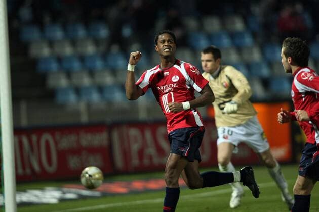 Patrick Kluivert (Lille) - Torjubel -  Fußball Herren Ligue 1 2007 2008, 1. Französische Liga, OSC Lille - Stade Rennais 3:1 Gruppe Lille Freude, Fußball Herren Ligue 1 2007 2008, 1. Französische Liga, OSC Lille - Stade Rennais 3:1 Gruppe Lille Freude,