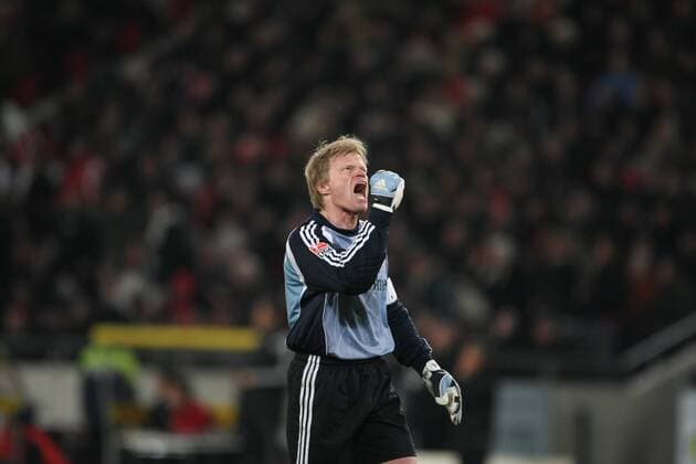 Torwart Oliver Kahn (Bayern) - Torjubel Fußball 1. BL Herren Saison 2007 2008, FC Bayern München Einzelbild Hannover Freude, Begeisterung, Spannung, Fußball 1. BL Herren Saison 2007 2008, FC Bayern München Einzelbild Hannover Freude, Begeisterung, Spannung,