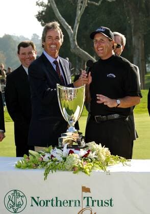 Phil Mickelson (USA, re.) - Sieger der Northern Trust Open 2008 - (Icon00722691) Golf Herren Northern Trust Open 2008, PGA Tour Gruppe Pacific Palisades Freude, Golf Herren Northern Trust Open 2008, PGA Tour Gruppe Pacific Palisades Freude, EDITORIAL USE ONLY