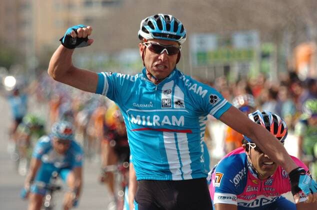 Alessandro Petacchi (Italien Milram) gewinnt die 5. Etappe der Valencia Rundfahrt 2008 - Radsport Herren Valencia Rundfahrt 2008, Straßenradsport, Straße, Rad, Gruppe 5. Etappe Freude, Begeisterung, Radsport Herren Valencia Rundfahrt 2008, Straßenradsport, Straße, Rad, Gruppe 5. Etappe Freude, Begeisterung,