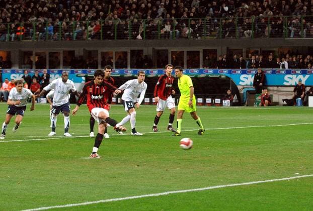 Massimo Oddo (AC Mailand) - Elfmeter - Fußball Herren Serie A 2007 2008, 1. Italienische Liga, Milan - Lazio Rom 1:1 Totale Mailand Dynamik, Fußball Herren Serie A 2007 2008, 1. Italienische Liga, Milan - Lazio Rom 1:1 Totale Mailand Dynamik,