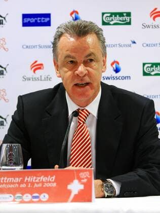 Ottmar Hitzfeld (Deutschland), ab Sommer 2008 Nationaltrainer der Schweiz Fußball Herren Nationalteam 2008, Präsentation, Pressetermin, Pressekonferenz Einzelbild Zürich Fußball Herren Nationalteam 2008, Präsentation, Pressetermin, Pressekonferenz Einzelbild Zürich 