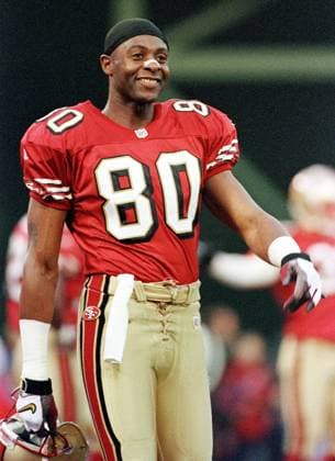 Jerry Rice (San Francisco 49ers) -  (OCP99122704) American Football Herren NFL 1999 2000, 49 ers Einzelbild San Francisco Freude, American Football Herren NFL 1999 2000, 49 ers Einzelbild San Francisco Freude,