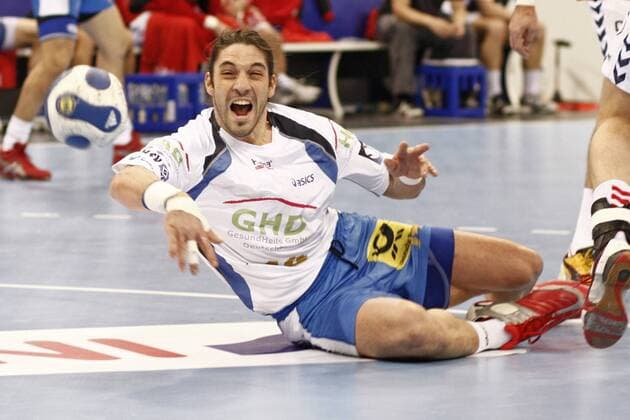 Bertrand Gille (Hamburg) gibt alles Handball EC 1 Herren Champions League 2007 2008, HSV Hamburg Einzelbild Hamburg Dynamik, Handball EC 1 Herren Champions League 2007 2008, HSV Hamburg Einzelbild Hamburg Dynamik,