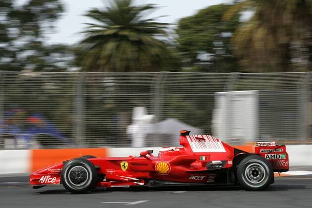 Kimi Räikkönen (Finnland Ferrari) in seinem Boliden Motorsport Grand Prix Herren Großer Preis von Australien 2008, Formel 1 Weltmeisterschaft, F1, F, GP, WM Einzelbild Melbourne Motorsport Grand Prix Herren Großer Preis von Australien 2008, Formel 1 Weltmeisterschaft, F1, F, GP, WM Einzelbild Melbourne