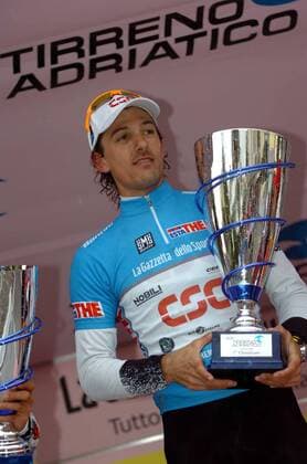 Fabian Cancellara (Schweiz CSC) gewinnt den Tirreno Adriatico 2008 -  Radsport Herren Tirreno Adriatico 2008, Straßenradsport, Straße, Rad, Siegerehrung, Podium, Podest Einzelbild 7.Etappe: San Benedetto del Trento Freude, Radsport Herren Tirreno Adriatico 2008, Straßenradsport, Straße, Rad, Siegerehrung, Podium, Podest Einzelbild 7.Etappe: San Benedetto del Trento Freude,