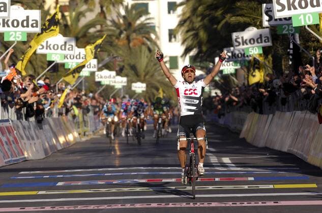 Fabian Cancellara (Schweiz CSC) gewinnt Mailand - San Remo 2008 -  Radsport Herren Mailand - San Remo 2008, Straßenradsport, Straße, Rad Einzelbild Aufmacher, premiumd Mailand - San Remo Freude, Radsport Herren Mailand - San Remo 2008, Straßenradsport, Straße, Rad Einzelbild Aufmacher, premiumd Mailand - San Remo Freude,