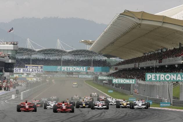 Start zum GP von Malaysia 2008 -  Motorsport Grand Prix Herren Großer Preis von Malaysia 2008, Formel 1 Weltmeisterschaft, F1, F, GP, WM Totale Kuala Lumpur Sepang Motorsport Grand Prix Herren Großer Preis von Malaysia 2008, Formel 1 Weltmeisterschaft, F1, F, GP, WM Totale Kuala Lumpur Sepang