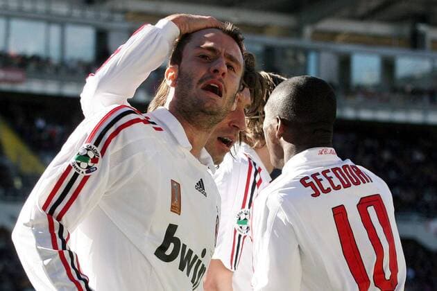 Alberto Gilardino (AC Mailand, li.) - Torjubel - Fußball Herren Serie A 2007 2008, 1. Italienische Liga, AC Mailand, Milan, Vdig Gruppe Turin Freude, Fußball Herren Serie A 2007 2008, 1. Italienische Liga, AC Mailand, Milan, Vdig Gruppe Turin Freude,