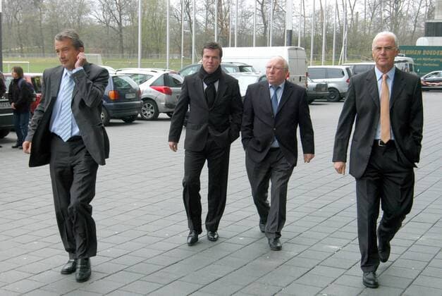 V.li.: DFB Generalsekretär Wolfgang Niersbach, Lothar Matthäus, Uwe Seeler und Franz Beckenbauer Fußball Herren 2008 Gruppe Frankfurt M. Fußball Herren 2008 Gruppe Frankfurt M.