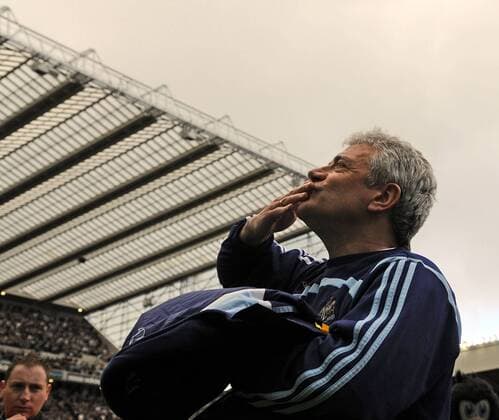 Trainer Kevin Keegan (Newcastle) - Schlußjubel - EDITORIAL USE ONLY. No use with unauthorised audio, video, data, fixture lists, club league logos or live services. Online in-match use limited to 120 images, no video emulation. No use in betting, games or single club league player publications. Fußball Herren English Premier League 2007 2008, 1. Englische Liga, Newcastle United Einzelbild Newcastle Freude, Fußball Herren English Premier League 2007 2008, 1. Englische Liga, Newcastle United Einzelbild Newcastle Freude,