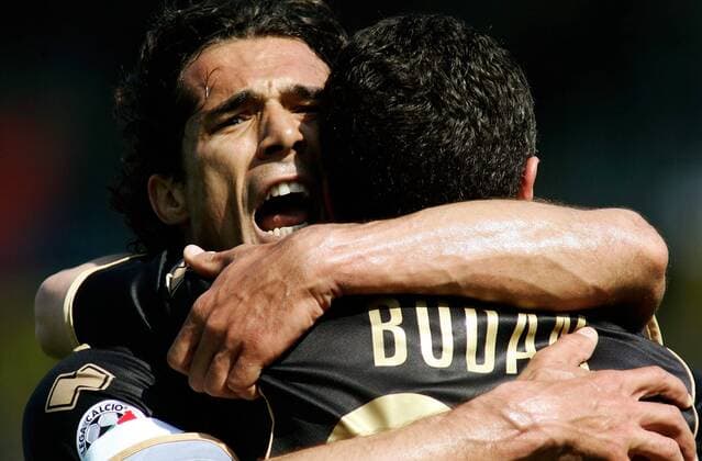 Bernardo Corradi (li.) und Igor Budan (beide Parma) - Torjubel -  Fußball Herren Serie A 2007 2008, 1. Italienische Liga, FC Parma Gruppe Parma Freude, Begeisterung Fußball Herren Serie A 2007 2008, 1. Italienische Liga, FC Parma Gruppe Parma Freude, Begeisterung