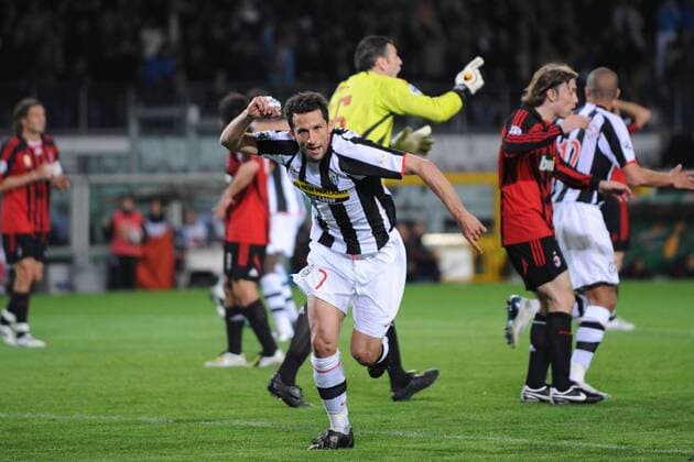 Hasan Salihamidzic (Juventus Turin, vorn) - Torjubel - Fußball Herren Serie A 2007 2008, 1. Italienische Liga, Juventus Turin - AC Mailand 3:2, Milan, Juve Gruppe Turin Freude, Fußball Herren Serie A 2007 2008, 1. Italienische Liga, Juventus Turin - AC Mailand 3:2, Milan, Juve Gruppe Turin Freude,
