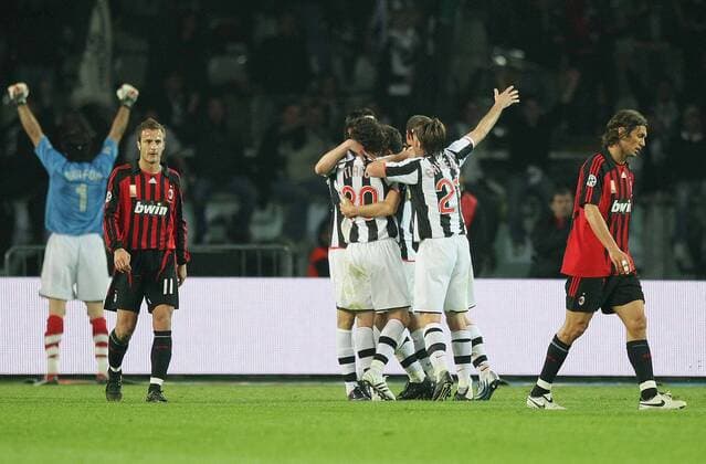 Torjubel Juventus Turin (Mitte) - Fußball Herren Serie A 2007 2008, 1. Italienische Liga, Juventus Turin - AC Mailand 3:2, Juve, Milan Totale Turin Freude, Fußball Herren Serie A 2007 2008, 1. Italienische Liga, Juventus Turin - AC Mailand 3:2, Juve, Milan Totale Turin Freude,
