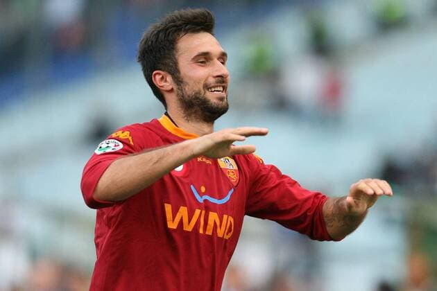 Torjubel Mirko Vucinic (AS Rom) -  Fußball Herren Serie A 2007 2008, 1. Italienische Liga, AS Rom, Roma Einzelbild Rom Freude, Fußball Herren Serie A 2007 2008, 1. Italienische Liga, AS Rom, Roma Einzelbild Rom Freude,
