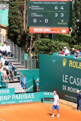 Ivan Ljubicic (Kroatien) vor der Anzeigetafel -  Tennis Herren Monte Carlo Open 2008, ATP Tour Totale Monte Carlo Monaco Tennis Herren Monte Carlo Open 2008, ATP Tour Totale Monte Carlo Monaco