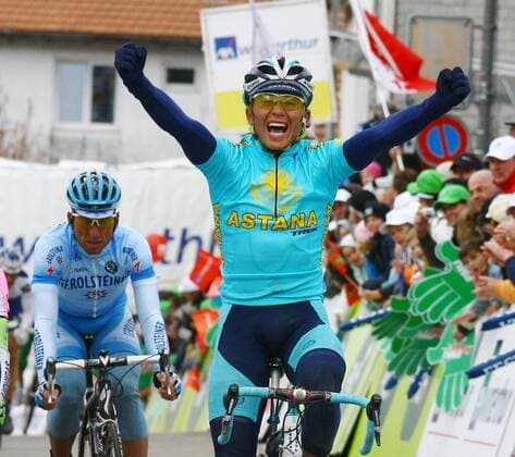 Maxim Iglinskiy (Kasachstan Astana) gewinnt die 2. Etappe der Tour de Romandie 2008 Radsport Herren Tour de Romandie 2008, Straßenradsport, Straße, Rad Gruppe ProTour Morges - Saignelegier Freude, Radsport Herren Tour de Romandie 2008, Straßenradsport, Straße, Rad Gruppe ProTour Morges - Saignelegier Freude, 