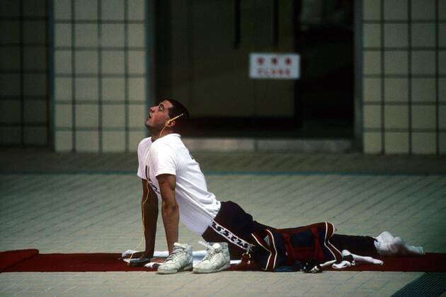 Matt Biondi (USA) macht sich warm Schwimmen OS Sommer Herren Olympische Spiele 1988, Sommerspiele Einzelbild Seoul Konzentration, Schwimmen OS Sommer Herren Olympische Spiele 1988, Sommerspiele Einzelbild Seoul Konzentration,