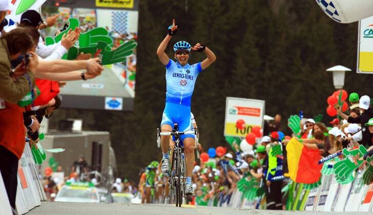 Francesco de Bonis (Italien Gerolsteiner) gewinnt die 4. Etappe der Tour de Romandie 2008 Radsport Herren Tour de Romandie 2008, Straßenradsport, Straße, Rad Totale o0 ProTour 4. Etappe: Sion - Zinal Freude, Radsport Herren Tour de Romandie 2008, Straßenradsport, Straße, Rad Totale o0 ProTour 4. Etappe: Sion - Zinal Freude, 