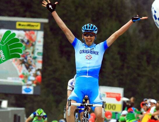Francesco de Bonis (Italien Gerolsteiner) gewinnt die 4. Etappe der Tour de Romandie 2008 Radsport Herren Tour de Romandie 2008, Straßenradsport, Straße, Rad Einzelbild o0 ProTour 4. Etappe: Sion - Zinal Freude, Radsport Herren Tour de Romandie 2008, Straßenradsport, Straße, Rad Einzelbild o0 ProTour 4. Etappe: Sion - Zinal Freude, 