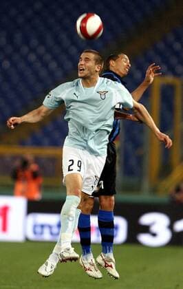 Lorenzo De Silvestri (Lazio Rom, li.) gegen Cesar (Inter Mailand) -  Fußball Herren Coppa Italia 2007 2008, Italienischer Pokal, Pokalspiel, Lazio Roma - FC Internazionale Mailand 0:2 Gruppe Rom Dynamik, Fußball Herren Coppa Italia 2007 2008, Italienischer Pokal, Pokalspiel, Lazio Roma - FC Internazionale Mailand 0:2 Gruppe Rom Dynamik,