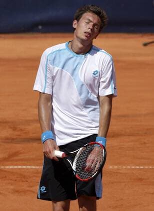 Nicolas Mahut (Frankreich) enttäuscht Tennis Herren Masters Series Hamburg 2008, ATP Tour Einzelbild Am Hamburger Rothenbaum Hamburg Tennis Herren Masters Series Hamburg 2008, ATP Tour Einzelbild Am Hamburger Rothenbaum Hamburg
