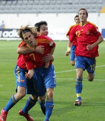 Keko (re.) und Carmona (beide Spanien U17) - Torjubel - Fußball EM Herren U17 EM 2008, U 17 Nationalmannschaft, Nationaltrikot, Junioren, Jugend Nachwuchs Finale, Länderspiel Gruppe Kundu Freude, Begeisterung, Fußball EM Herren U17 EM 2008, U 17 Nationalmannschaft, Nationaltrikot, Junioren, Jugend Nachwuchs Finale, Länderspiel Gruppe Kundu Freude, Begeisterung,
