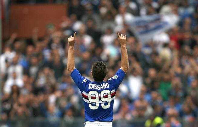 Antonio Cassano (Sampdoria Genua) - Torjubel -  Fußball Herren Serie A 2007 2008, 1. Italienische Liga, Sampdoria Genua Einzelbild Genua Freude, Fußball Herren Serie A 2007 2008, 1. Italienische Liga, Sampdoria Genua Einzelbild Genua Freude,