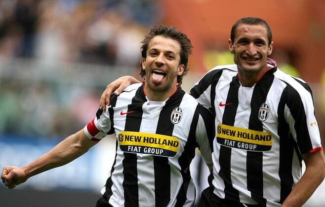 Alessandro del Piero (li.) und Giorgio Chiellini (beide Juventus Turin) - Torjubel -  Fußball Herren Serie A 2007 2008, 1. Italienische Liga, Juventus Turin, Juve Gruppe Genua Freude, Fußball Herren Serie A 2007 2008, 1. Italienische Liga, Juventus Turin, Juve Gruppe Genua Freude,