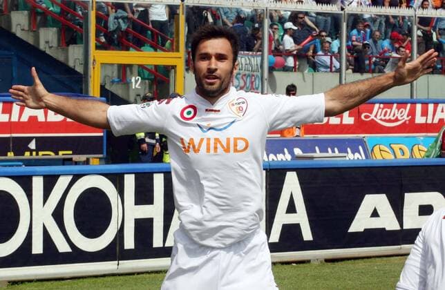 Torschütze Mirko Vucinic (AS Rom) jubelt -  Fußball Herren Serie A 2007 2008, 1. Italienische Liga, Calcio Catania - AS Roma Einzelbild Catania Freude, Fußball Herren Serie A 2007 2008, 1. Italienische Liga, Calcio Catania - AS Roma Einzelbild Catania Freude,