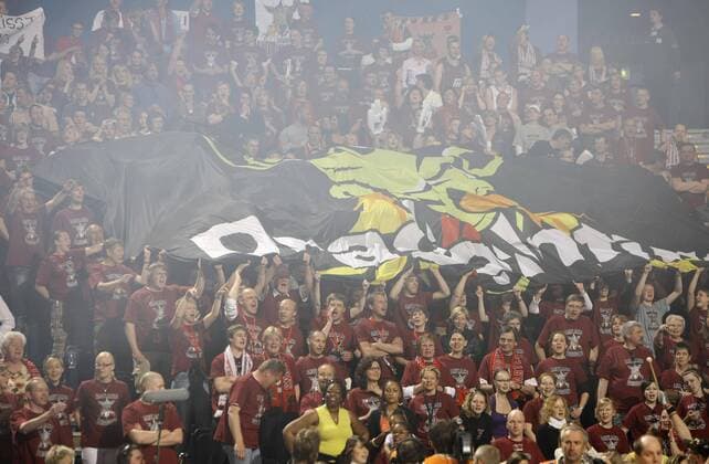Fanblock Artland Dragons Quakenbrück Basketball 1. BL Herren BBL Pokal 2007 2008, Pokalspiel, Pokalfinale, FinalFour, 4, Final Four, Top Totale Hamburg Basketball 1. BL Herren BBL Pokal 2007 2008, Pokalspiel, Pokalfinale, FinalFour, 4, Final Four, Top Totale Hamburg