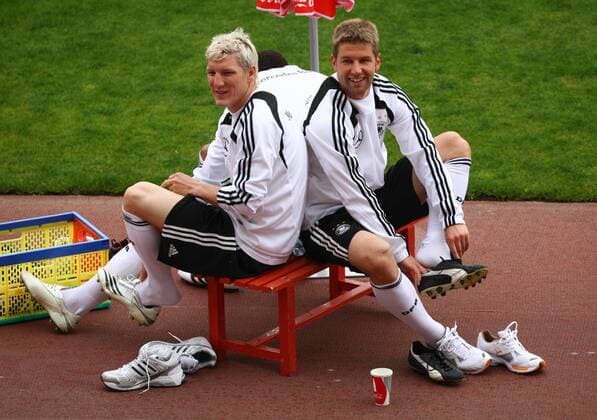 Bastian Schweinsteiger (li.) und Thomas Hitzlsperger (beide Deutschland) Fußball EM Herren EM 2008, Euro, Vorschau, Nationalmannschaft Gruppe Palma de Mallorca