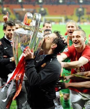 Gary Neville (Manchester United) - Champions League Sieger 2007 2008 Fußball EC 1 Herren Champions League Finale 2007 2008, Manchester United, ManU Gruppe Moskau Freude,