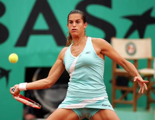 Amelie Mauresmo (Frankreich) Tennis Damen French Open 2008, Grand Slam, WTA Tour Einzelbild Roland Garros Paris Dynamik,