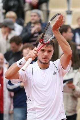 Stanislas Wawrinka (Schweiz) dankt den Anhängern Tennis Herren French Open 2008, Grand Slam, ATP Tour Einzelbild Roland Garros Paris