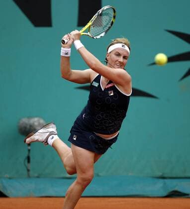 Svetlana Kuznetsova (Russland) Tennis Damen French Open 2008, Grand Slam, WTA Tour, Roland Garros Einzelbild Paris Dynamik,