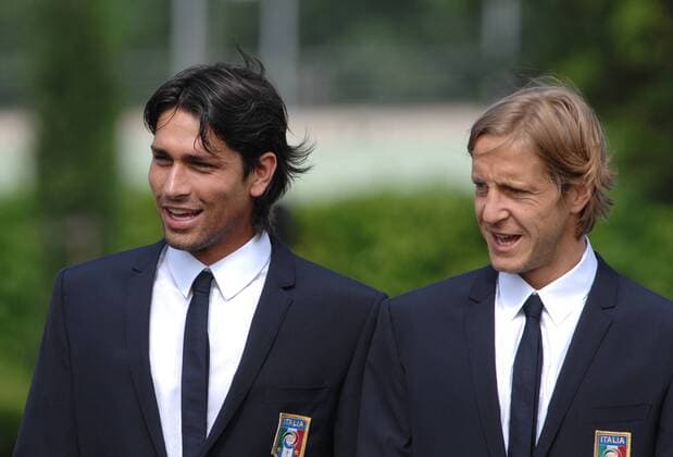 Marco Borriello (li.) und Massimo Ambrosini (beide Italien) - Fußball EM Herren Nationalmannschaft 2008, Pressetermin, Präsentation, Vorschau Euro, Vdig Gruppe