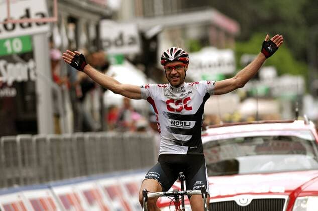 Jens Voigt (Deutschland CSC) gewinnt die 18. Etappe des Giro d Italia 2008 - Radsport Herren Giro d Italia 2008, dItalia, Straßenradsport, Straße, Rad, Einzelbild 18. Etappe: Mendrisio - Varese Freude, Radsport Herren Giro d Italia 2008, dItalia, Straßenradsport, Straße, Rad, Einzelbild 18. Etappe: Mendrisio - Varese Freude,