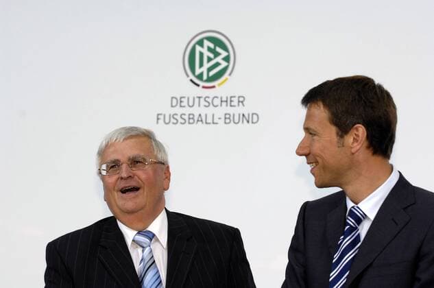 DFB Präsident Dr. Theo Zwanziger (Deutschland, li.) und Vorstandsvorsitzender Rene Obermann (Deutsche Telekom AG) anlässlich der Präsentation der Deutschen Telekom als erstem Nationaler Förderer der Frauen WM 2011 in Deutschland Fußball Damen Vorschau 2008 Frauen WM 2011, Frauenfußball, Pressekonferenz, Pressetermin, Präsentation Gruppe Bonn Freude,