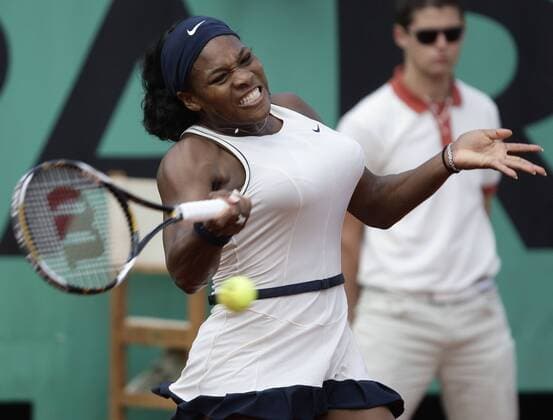 Serena Williams (USA) Tennis Damen French Open 2008, WTA Tour, Grand Slam Einzelbild Roland Garros Paris Dynamik, Kampf,