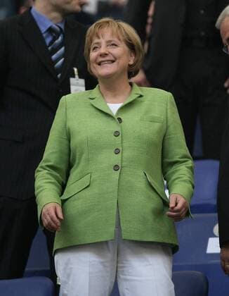 Bundeskanzlerin Angela Merkel (Deutschland) Fußball Länderspiel Herren Freundschaftsspiel 2008, Test, Testspiel, Nationalmannschaft, Einzelbild Gelsenkirchen Freude,