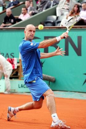 Ivan Ljubicic (Kroatien) Tennis Herren French Open 2008, ATP Tour, Grand Slam Einzelbild Roland Garros Paris Dynamik,