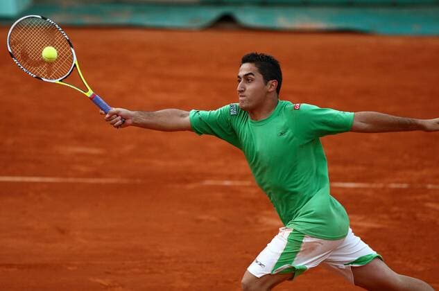 Nicolas Almagro (Spanien) -  (pan26214) Tennis Herren French Open 2008, Grand Slam, ATP Tour Einzelbild Roland Garros Paris Dynamik,