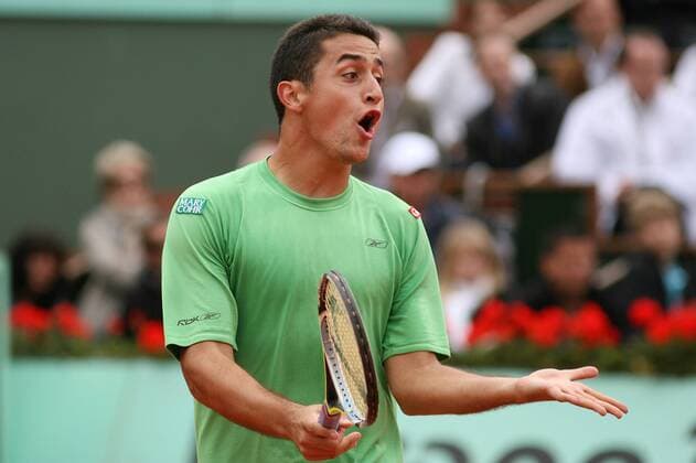 Nicolas Almagro (Spanien) Tennis Herren French Open 2008, Grand Slam, ATP Tour, Einzelbild Roland Garros Paris Enttäuschung, Tennis Herren French Open 2008, Grand Slam, ATP Tour, Einzelbild Roland Garros Paris Enttäuschung,