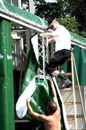Bauarbeiten an der Wiener Fan Zone für die Euro 2008 -  Fußball EM Herren Vorschau Euro 2008, Fanzone, Aufbau, aufbauen, Bau, bauen, Bauarbeiten, Baustelle, Vorbereitung, Gruppe Wien