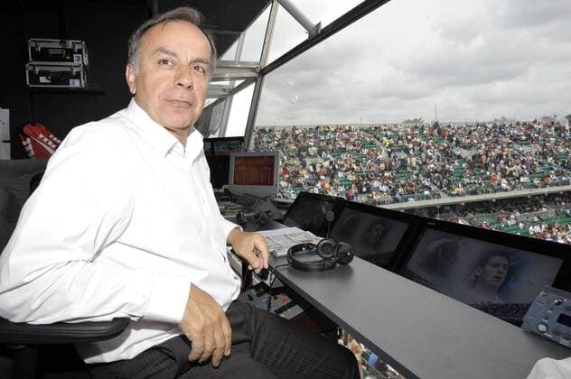 Sportkommentator Patrice Dominguez (Frankreich France Television) -  (pan26294) Tennis Damen French Open 2008, Grand Slam, WTA Tour Einzelbild Roland Garros Paris