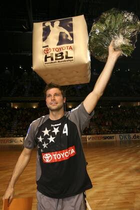 Daniel Stephan (All Star Team) verlässt die Handball Bundesliga und verabschiedet sich von den Anhängern Handball 1. BL Herren All Star Game 2007 2008, AllStar, Stars, Allstars, Allstargame, Vdig Einzelbild Berlin